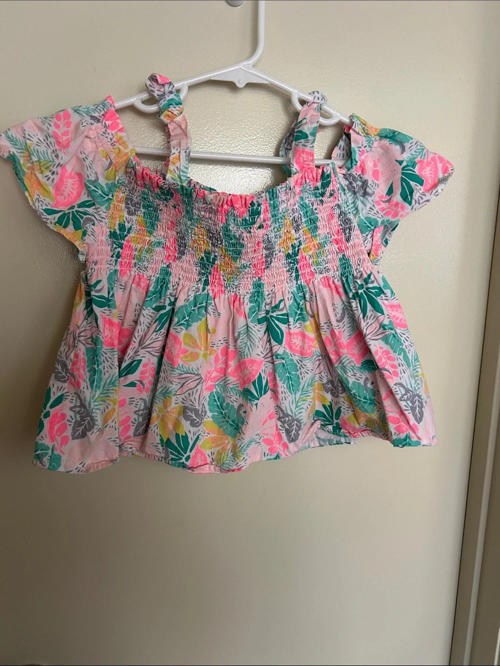 Tommy Bahama Pink Tropical Smocked Off-Shoulder Top with Straps